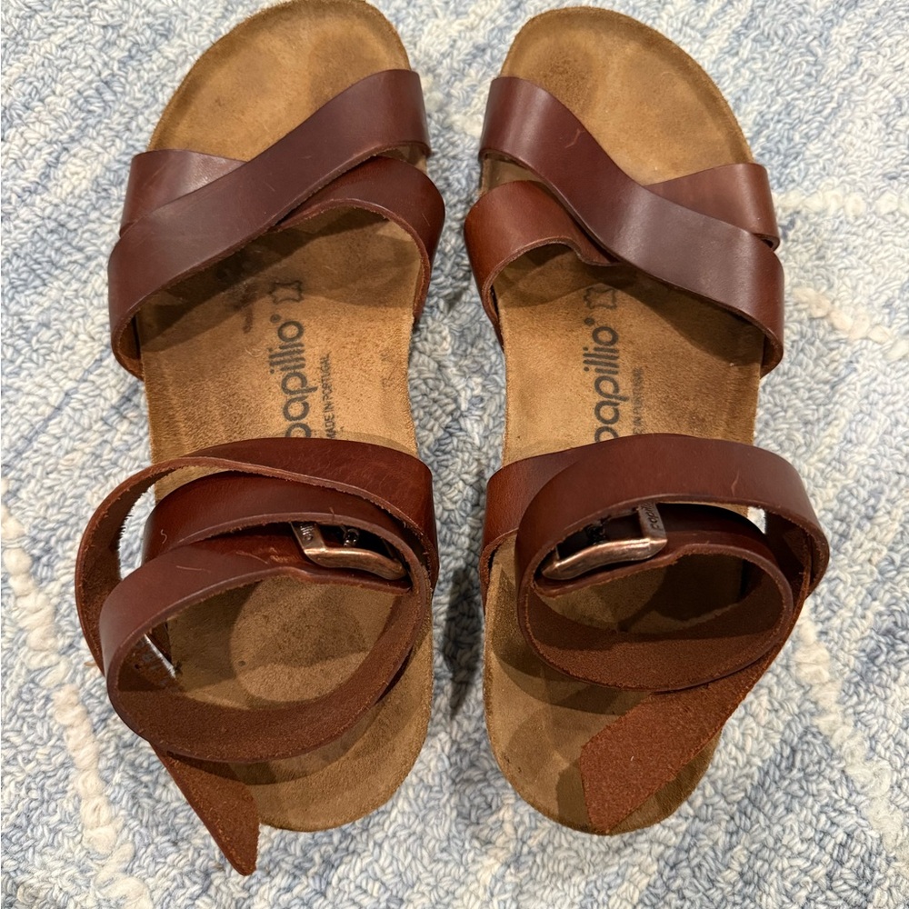Papillio Brown Leather Sandals, size 8 - Picture 2 of 6